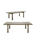 Two Long Rectangular Wooden Dining Tables With Simple Design And Sturdy Wooden Legs 3d model