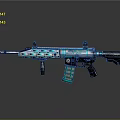 Sleek Modern Teal And Black Rifle With Tactical Design And Metallic Parts