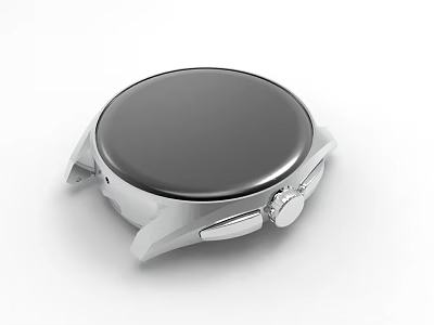 Silver Circular Household Appliance With Black Top And Control Knobs 3d model