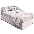 Modern Bedroom Bed Designs With Gray Pink Mattress Pillows And Blankets