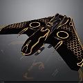 Advanced Cosmic Spacecraft With Neon Honeycomb Wings And Futuristic Design For Interstellar Exploration