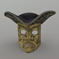 Elegant Ornate Decorative Mask With Black Hat And Intricate Gold Textured Patterns