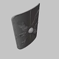 Red Shield With Silver Wing Ornaments And Metallic Center Sphere Design Details