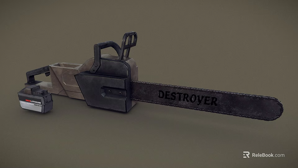 DESTROYER Chainsaw With Ergonomic Black Handle And Durable Metal Cutting Chain 3d model 