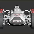 Vintage White Race Car Model With Pink Accents And Reflective Surface