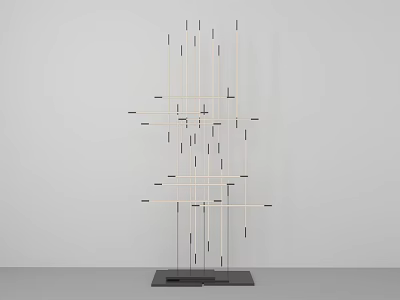 Modern Minimalist Artistic Floor Lamp with Intricate Slim Lines and Black Base 3d model