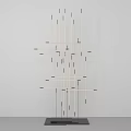 Modern Minimalist Artistic Floor Lamp with Intricate Slim Lines and Black Base