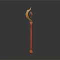 Orange Magic Staff With Crescent Moon Top And Purple Gemstone Decoration
