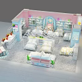 Children's Bedroom Furniture Specialty Store With Pink White Decor And Display Shelves