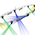 Ceiling Mounted Downlights And Spotlights With Multi Colored Light Beams For Stage Lighting Setup