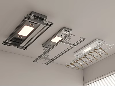 Ceiling Mounted Drying Racks With Built In Lights And Metal Frames 3d model