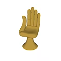 Golden Hand Shaped Decorative Ornament Set with Round Pedestal Base for Home Decor