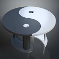 Modern Round Table Featuring Yin Yang Pattern Black And White Surfaces And Stable Support Base 3d model