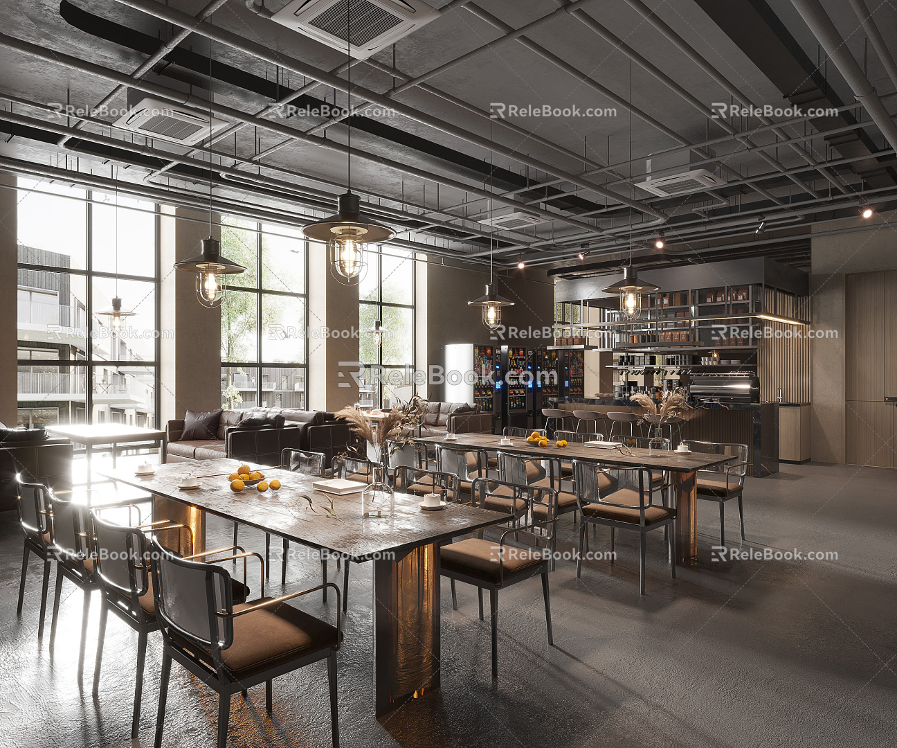 Industrial LOFT Restaurant Cafe Coffee Shop Restaurant Bar Cafe Western Restaurant Dessert Shop 3d model