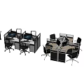 Modern Office Desk Layouts With Computers Ergonomic Chairs And Partitions 3d model