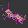 Adjustable Hospital Bed With Metal Frame Wheels Wooden Bed Board And IV Poles