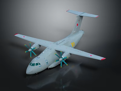 Gray Rescue Twin Turboprop Aircraft With Red Cross Tail Insignia And Wing Tips 3d model