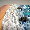 Stunning Coastal Landscape With Turquoise Crashing Waves Brown Sand And Rocks