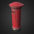 Classic Red Postbox With Domed Top And Sturdy Metal Base Construction 3d model