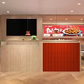 Nighttime Restaurant Exterior With Bright Red And White Neon Signage Large Windows And Visible Interior Tables