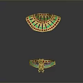 Fan Shaped Multicolored Headpiece and Bracelet with Central Ornament Design