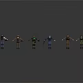 Diverse Game and Movie Characters With Various Costumes Different Poses And Weapons