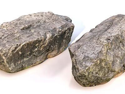 Natural Rockery Stones With Rugged Surface And Gray Green Texture For Garden 3d model