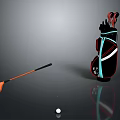 Modern Golf Gear Display With Orange Driver Club White Ball And Black Bag