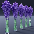 Transparent Vases With Purple Lavender Bouquets And Green Stems Decorative Arrangement