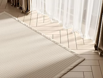 Modern Square Carpet Wood Floor Curtain Gauze Curtain 3d model