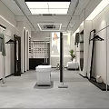Clothing Store Interior With Minimalist Design Modern Lighting Clothing Racks And Full Length Mirror
