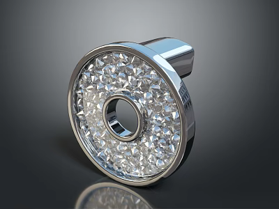 Fashion Apparel Decorative Metallic Circular Diamond Studded Accessory with Shiny Design 3d model