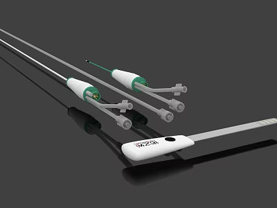 Advanced Medical Devices With Slender Catheters White Green Components And White Device Buttons Label 3d model