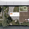 Courtyard Garden Design With Green Plants Stones Wooden Deck And Seating