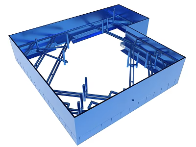 Blue Industrial Structure 3D Model Featuring Metal Support Beams And Frame 3d model