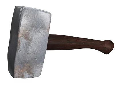 Heavy Duty Hammer With Metal Head And Wooden Handle For Construction Work 3d model