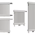 White Cast Iron Radiators With Various Designs For Home Heating Systems 3d model