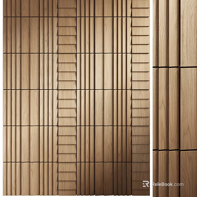 Modern Wooden Wall Paneling Design With Vertical Slats And Natural Texture For Home Interior 3d model 