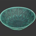 Exquisite Carved Decorative Bowl With Turquoise And Black Intricate Sculptural Patterns