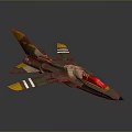 Camouflage Fighter Jet Model With Red Cockpit And Yellow Green Brown Colors