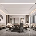 Modern Conference Room Interior With Large Meeting Table Projector Screen And World Map 3d model