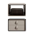 Elegant Modern Nightstand With Two Drawers And Neutral Leather Design
