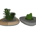Modern Outdoor Chairs With Circular Design Wooden And White Frames Featuring Potted Plants