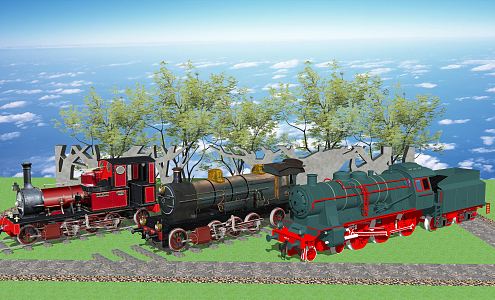 Industrial LOFT locomotive vintage locomotive combination 3d model