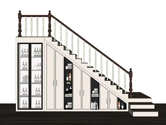 Modern stair handrail wine bottle ornaments 3d model