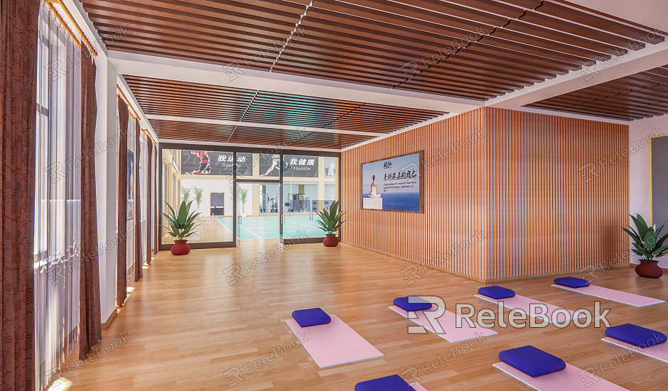 Modern yoga studio school dance studio dance classroom model