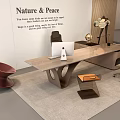 Nature Inspired Office Desk Setup With Computer Globe Ergonomic Chair And Peaceful Wall Decor