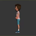 Animated 3D Boy Character In Pink Polo Shirt And Blue Shorts Standing With Arms Open