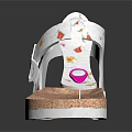 Cute Children's Sandals With White Upper Brown Sole Colorful Patterns And Pink Decoration