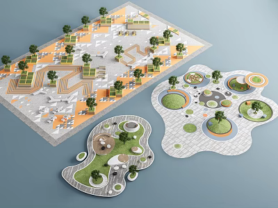Steps Landscape Pocket Park Landscape Park Children's Playground Activity Square Community Park 3d model